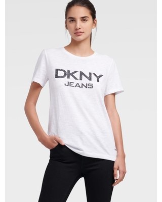 Бiла футболка з лого DKNY Jeans 5260 фото