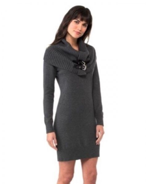Сіра сукня-светр Michael Kors з об'ємним знімним коміром 2893 фото