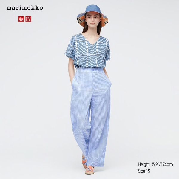 Брюки Uniqlo+Marimekko широкие голубые 5708 фото