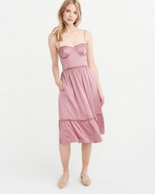Розовое сатиновое платье Abercrombie & Fitch 2722 фото
