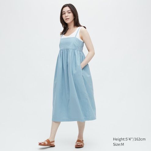 Сукня-камісоль Uniqlo лляна блакитна 6644 фото