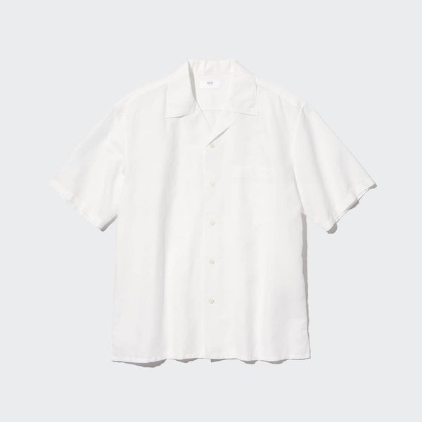 Рубашка Uniqlo белая льняная 6648 фото