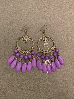 Сережки з фіолетовими камінням 104 фото