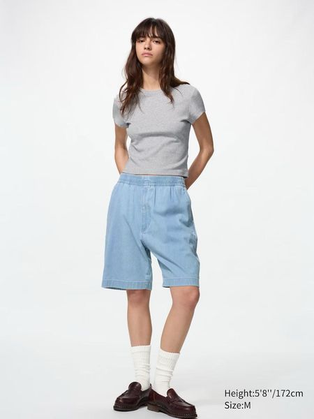 Шорти Uniqlo темно-синi Stretch Easy Shorts | Denim 8517 фото