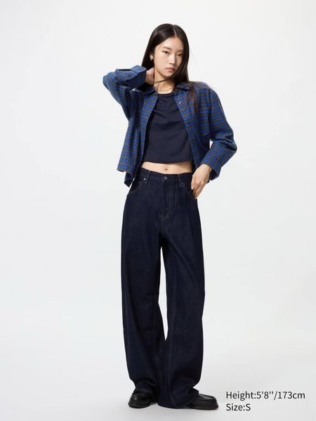 Сорочка Uniqlo синя Flannel Boxy Long Sleeve Shirt 8058 фото