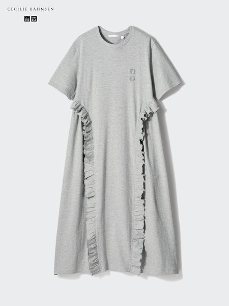 Сукня Uniqlo чорна Frill T-Shirt Dress (Short Sleeve) 85821 фото
