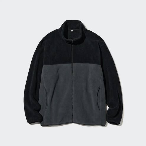 Кофта Uniqlo серо-черная Fleece Full-Zip Jacket 6901 фото