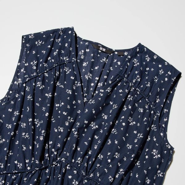Сукня Uniqlo темно-синя Cotton Gathered Dress (Sleeveless, Printed) 7918 фото