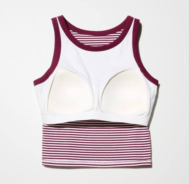 Топ Uniqlo черный в полоску Ribbed Cropped Sleeveless Bra Top (Stripe) 76251 фото