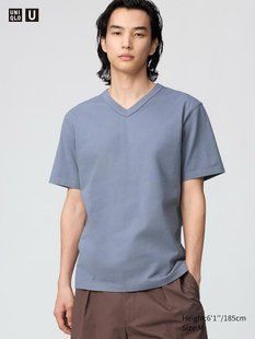 Футболка Uniqlo U блакитна V-Neck T-Shirt 8414 фото