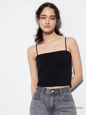 Топ Uniqlo чорний AIRism Cropped Bra Tube Top 6972 фото