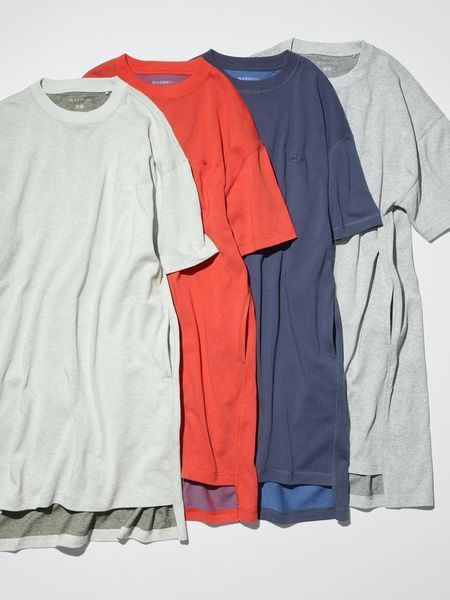Платье  Uniqlo+JW Anderson синее Oversized Bi Colour T Dress 8500 фото