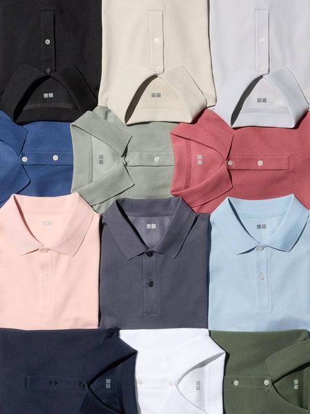 Футболка-поло Uniqlo голубая AIRism Cotton Piqu&eacute; Polo Shirt 7891 фото