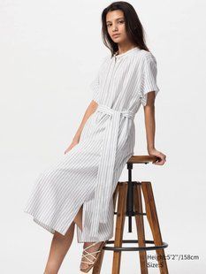 Сукня Uniqlo біла Linen Blend Relaxed Dress (Short Sleeve) 7667 фото