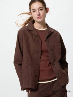 Жакет Uniqlo коричневый льняной Linen Blend Coverall 836011 фото