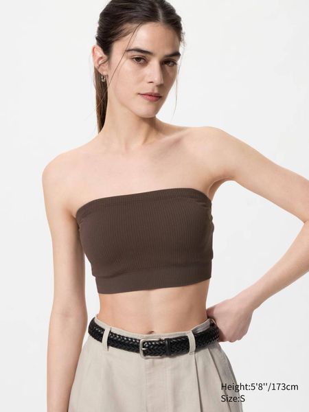 Топ Uniqlo белый Ribbed Bandeau Wireless Bra 8295 фото