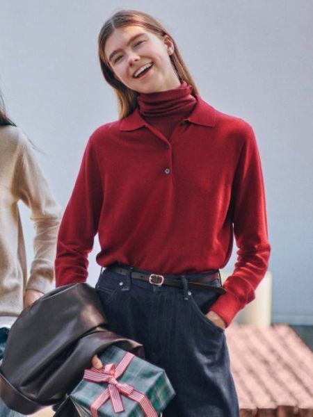 Гольф Uniqlo бордовий 100% Merino Ribbed Turtleneck Jumper 78601 фото