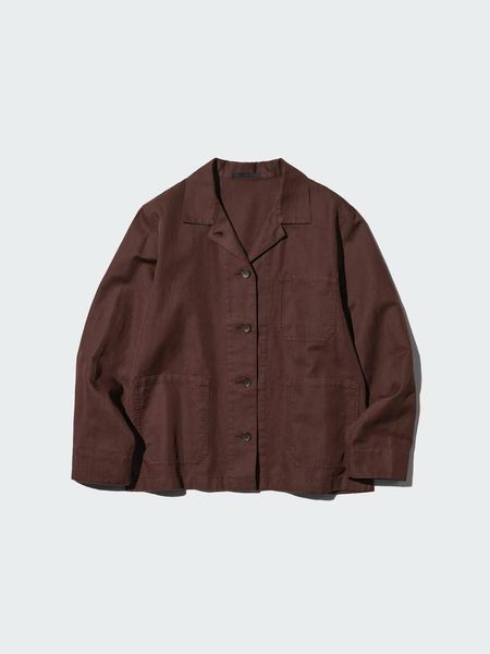 Жакет Uniqlo коричневый льняной Linen Blend Coverall 836011 фото