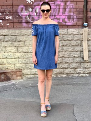 Синя міні сукня з вишивкою Abercrombie & Fitch 2595 фото