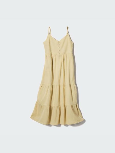 Платье Uniqlo бежевое Crinkle Cotton Camisole Dress  73591 фото