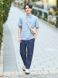 Футболка-поло Uniqlo+JW Anderson блакитна  в смужку DRY Piqu&eacute; T-Shirt 8504 фото 3