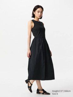 Платье Uniqlo черное Combination Dress Sleeveless 7568 фото