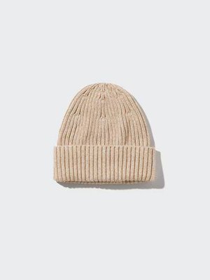 Шапка Uniqlo бежева Cotton Beanie (Ribbed)  6914 фото