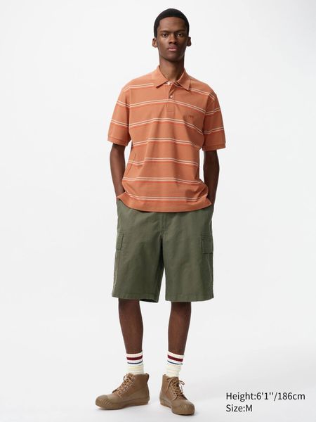 Футболка-поло Uniqlo+JW Anderson оранжевая DRY Piqu&eacute; Polo Shirt (Multi Striped) 8614 фото