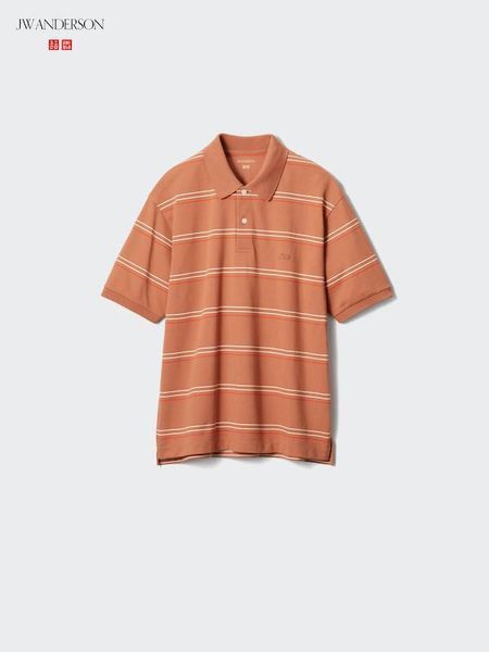 Футболка-поло Uniqlo+JW Anderson оранжевая DRY Piqu&eacute; Polo Shirt (Multi Striped) 8614 фото