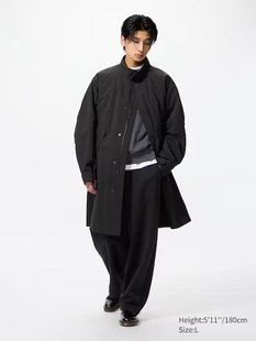 Пальто Uniqlo чорне Windproof 2Way Coat ( з піддівкою) 7420 фото