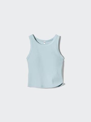 Топ с бра Uniqlo блакитний Ribbed Cropped Sleeveless Bra Top 6976 фото