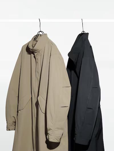 Пальто Uniqlo черное Windproof 2Way Coat (с поддевкой)  7420 фото