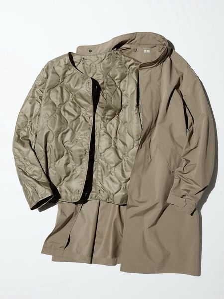 Пальто Uniqlo черное Windproof 2Way Coat (с поддевкой)  7420 фото