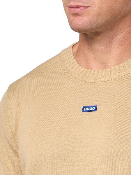 Светр HUGO бежевий Center Logo Cotton Knit Sweater 7787 фото