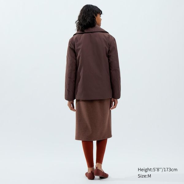 Пальто Uniqlo коричневе Padded Short Peacoat  6502 фото