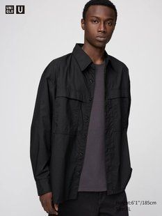 Жакет - сорочка Uniqlo U чорна  Utility Oversized Shirt | Long Sleeve 796911 фото