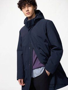 Пальто пухове Uniqlo темно-синє Hybrid Down Coat 8306 фото