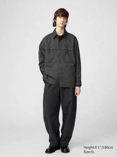 Жакет - рубашка Uniqlo U черная Utility Oversized Shirt | Long Sleeve 796911 фото
