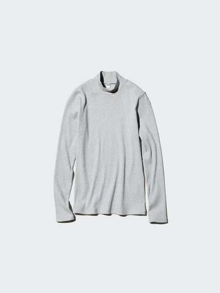 Гольф Uniqlo серый Ribbed High Neck T-Shirt (Long Sleeve) 8089 фото