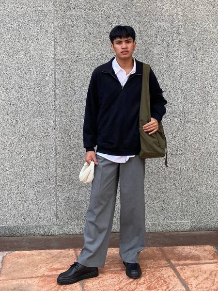 Кофта Uniqlo чорна Half-Zip Sweatshirt 7570 фото