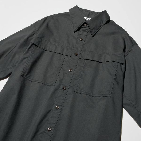 Жакет - рубашка Uniqlo U черная Utility Oversized Shirt | Long Sleeve 796911 фото