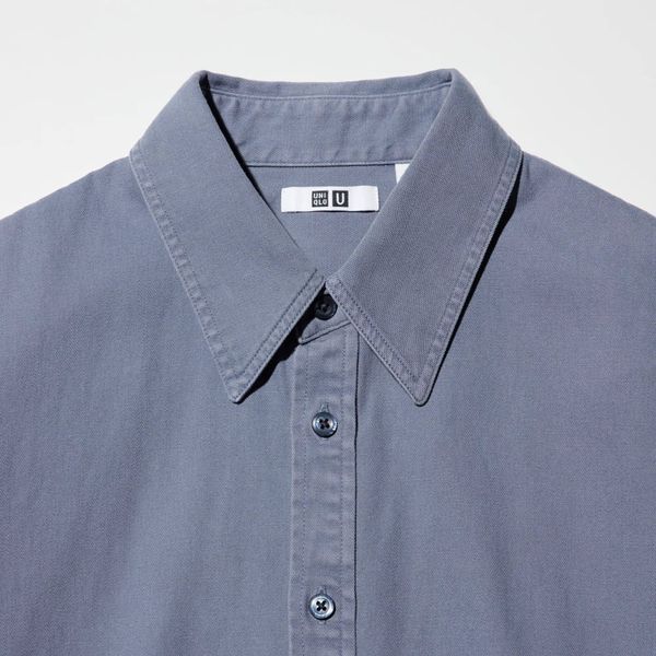 Рубашка Uniqlo U синяя Denim Oversized Shirt 8003 фото