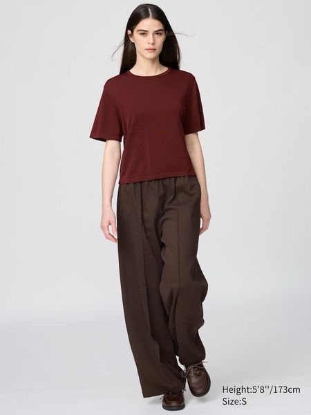 Футболка Uniqlo:С коричнева Boxy Knit T-Shirt 8531 фото