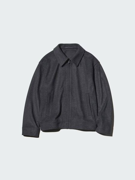 Кофта Uniqlo темно-синя Brushed Jersey Zip-Up Blouson 8062 фото