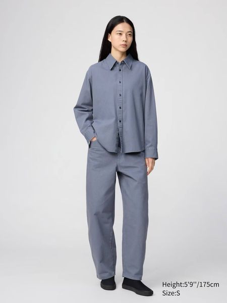Рубашка Uniqlo U синяя Denim Oversized Shirt 80031 фото
