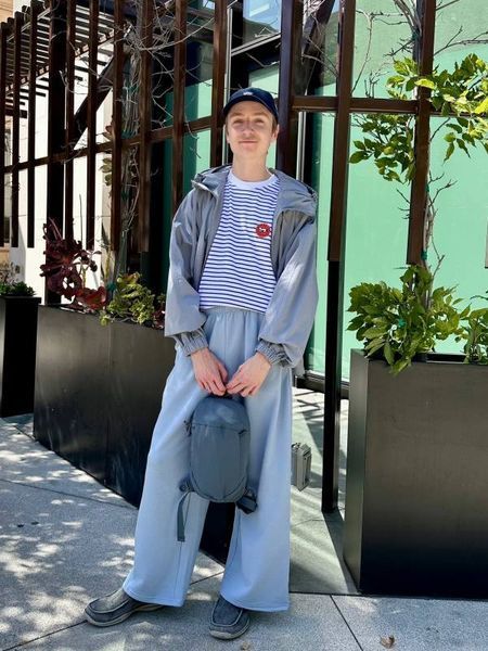 Спортивные штаны Uniqlo голубые Wide Sweatpants 7414111 фото
