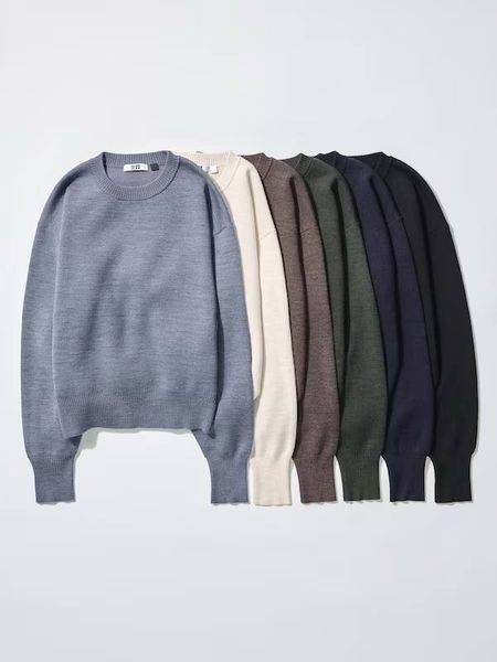 Свитер Uniqlo U темно-зеленый Double Faced Knit Crew Neck Jumper 8033 фото