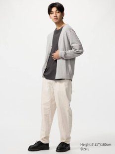 Брюки Uniqlo світлі Linen Blend Relaxed Trousers 8379 фото