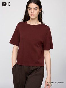 Футболка Uniqlo:С коричневая Boxy Knit T-Shirt 85311 фото