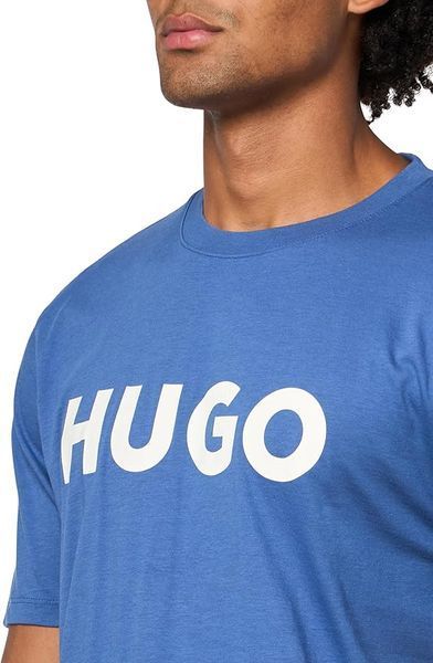 Футболка HUGO синя Print Logo Short Sleeve T-Shirt 84571 фото